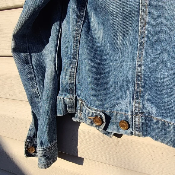 Route 66 Jacket Denim Trucker Distressed Blue Medium Cotton Buttons Pockets XS - Picture 9 of 13